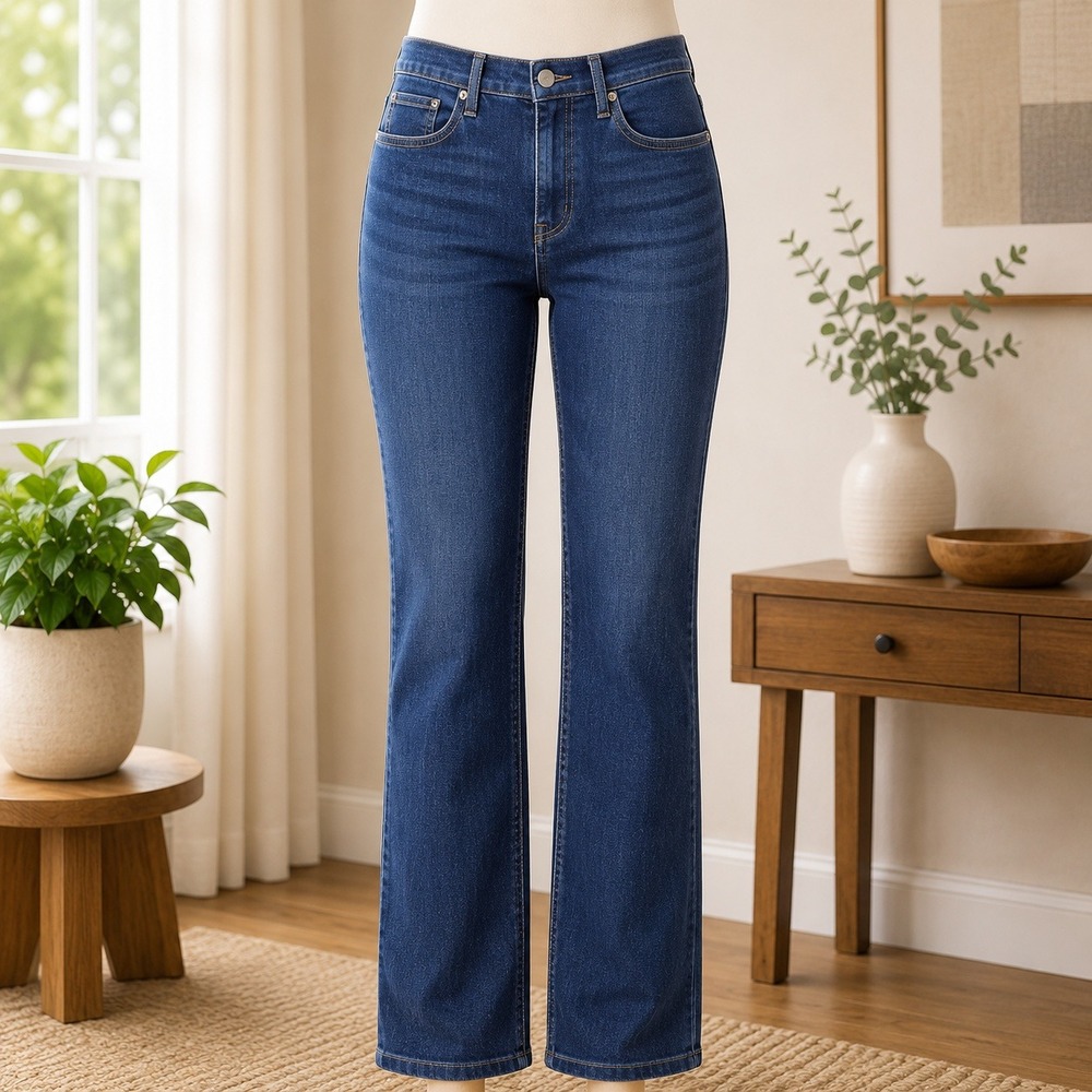 NYDJ Womens High Rise Flare Jeans Dark Wash Blue Denim Size 10 Stretch